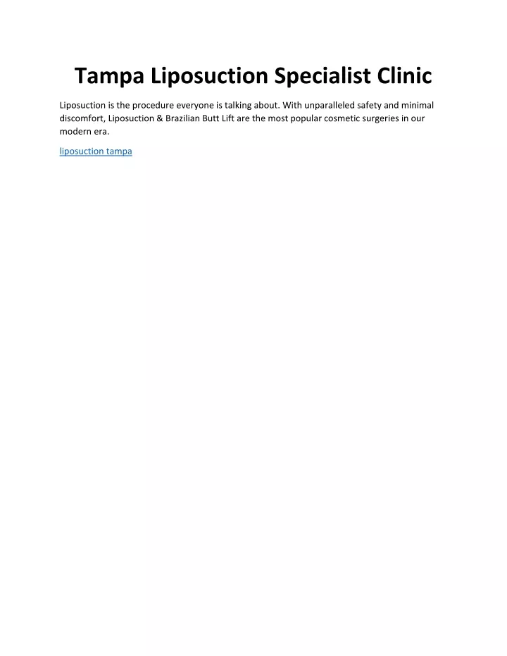 tampa liposuction specialist clinic