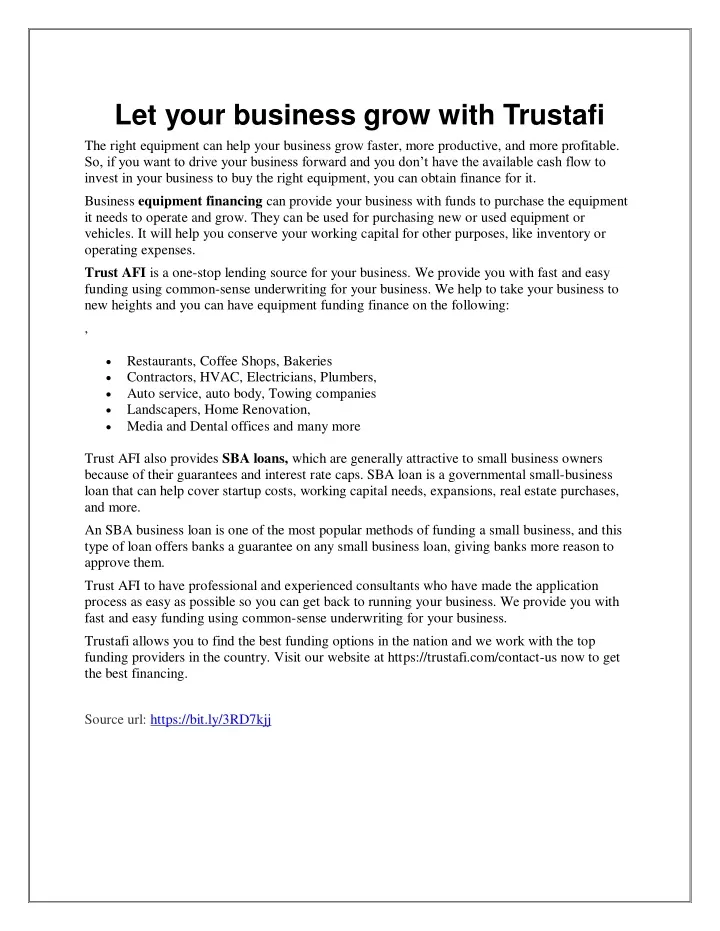 let your business grow with trustafi the right