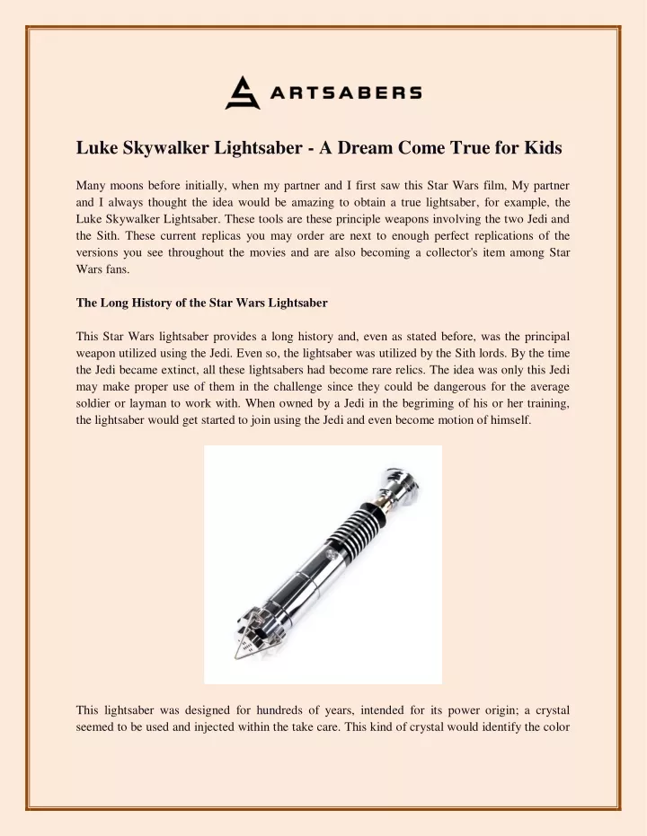 luke skywalker lightsaber a dream come true