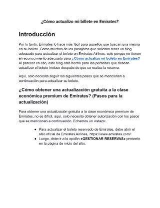 ¿Cómo actualizo mi billete en Emirates?