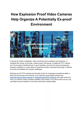 how explosion proof video cameras help organize