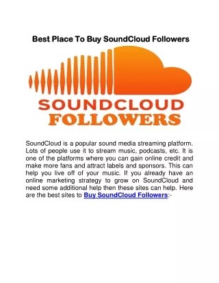 Best Place To Buy SoundCloud Followers