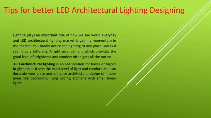 tips for better led architectural lighting