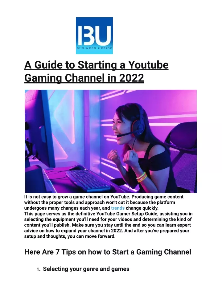 a guide to starting a youtube gaming channel