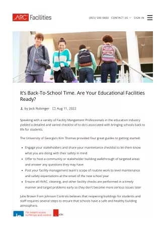 It’s Back-To-School Time. Are Your Educational Facilities Ready?