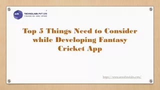 Top 5 Things Need to Consider while Developing Fantasy Cricket App