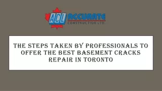 The Steps Taken By Professionals To Offer The Best Basement Cracks Repair In Toronto