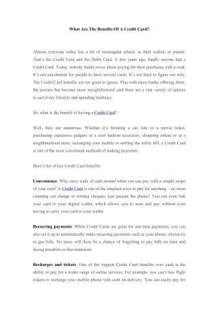 what are the benefits of a credit card