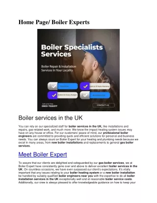 Boiler Experts in the UK
