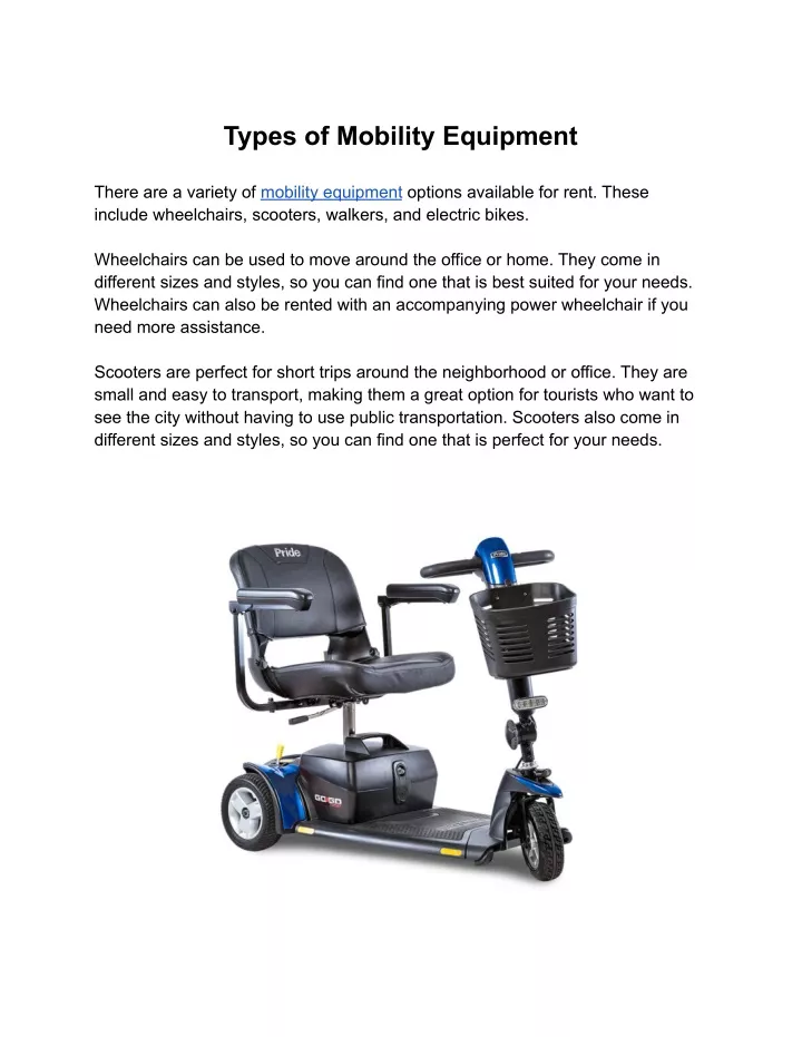 types of mobility equipment