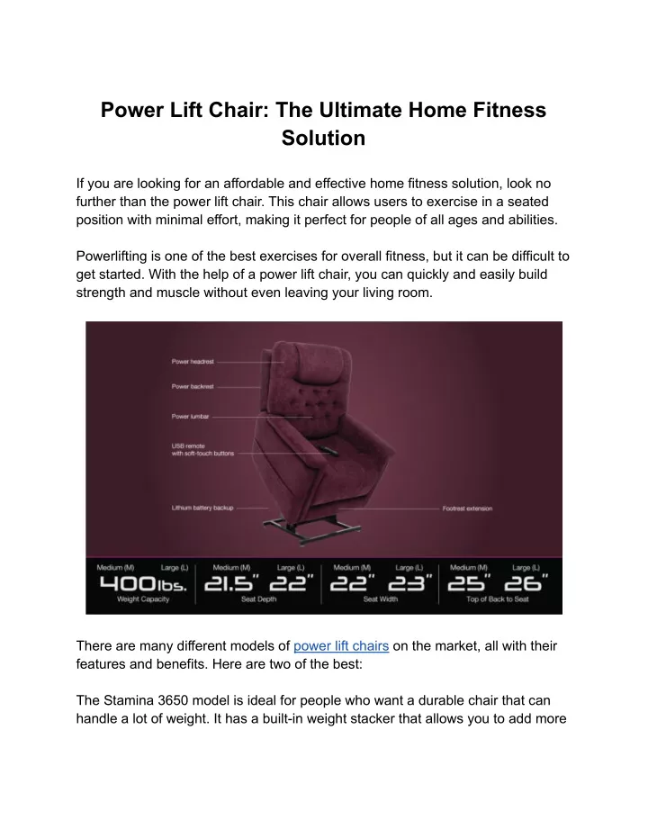 power lift chair the ultimate home fitness