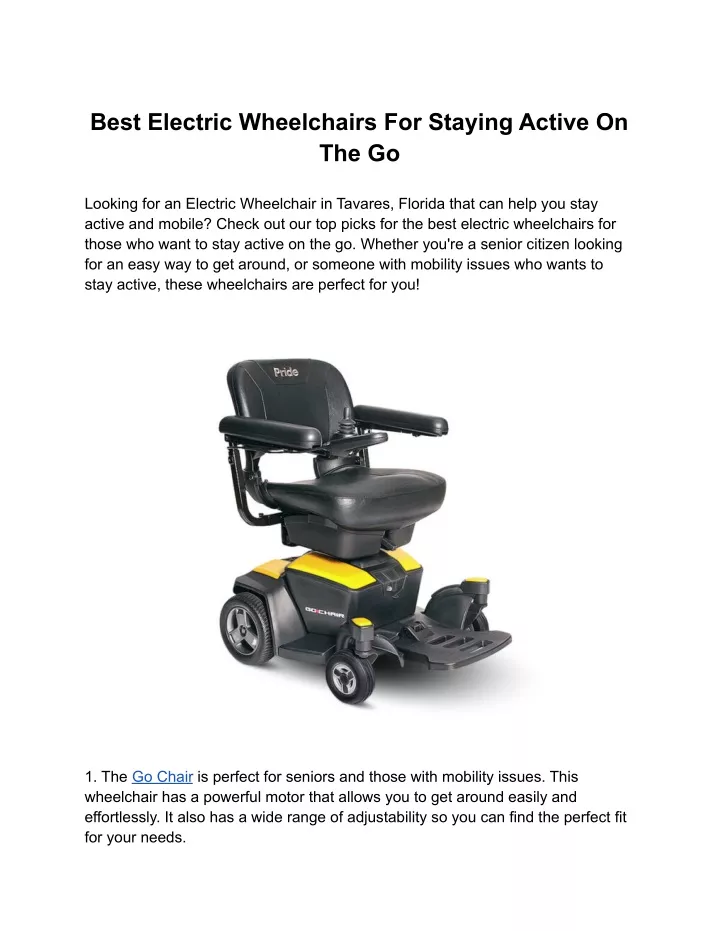 best electric wheelchairs for staying active