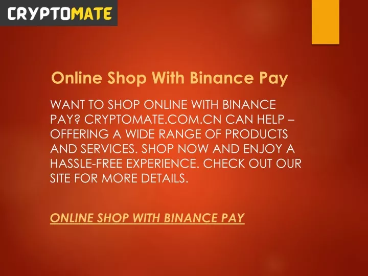 online shop with binance pay