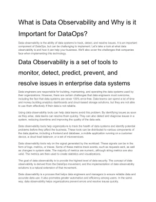 What is Data Observability and Why is it Important for DataOps
