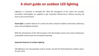 a short guide on outdoor led lighting
