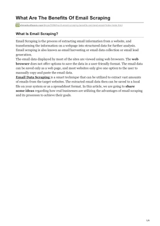 what are the benefits of email scraping