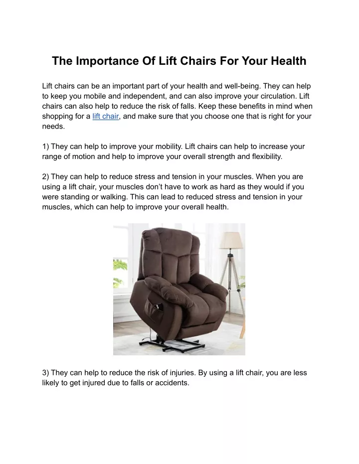 the importance of lift chairs for your health