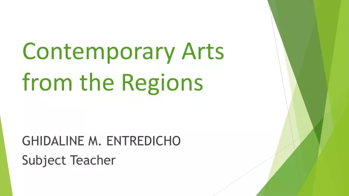 contemporary arts from the regions