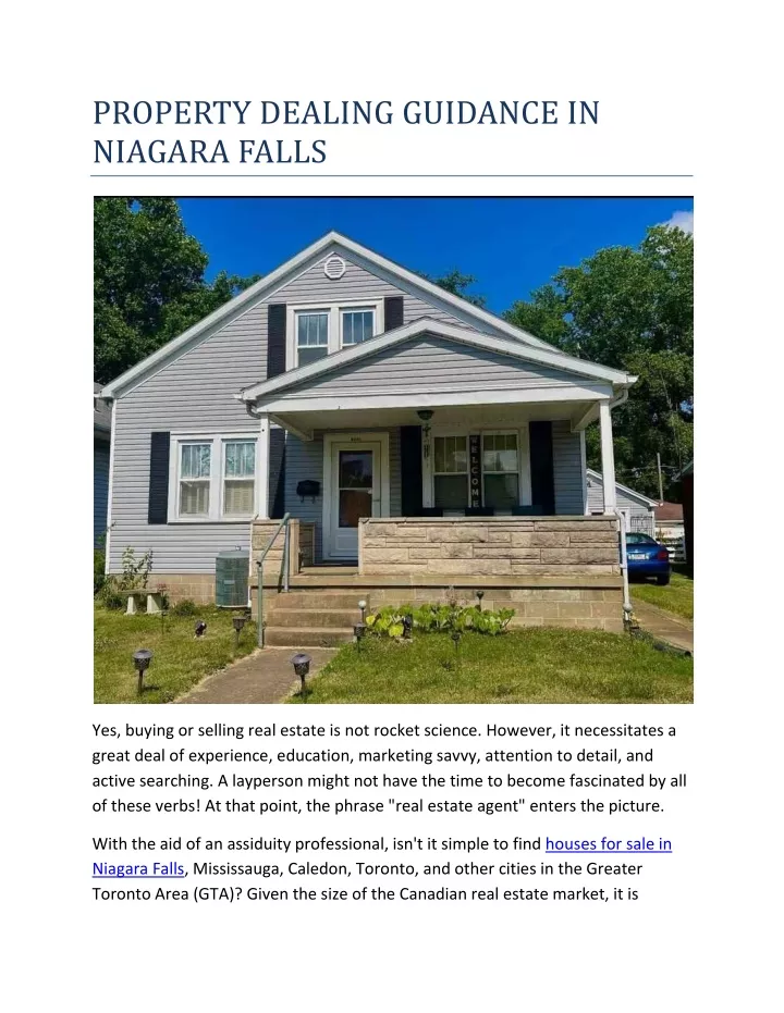 property dealing guidance in niagara falls