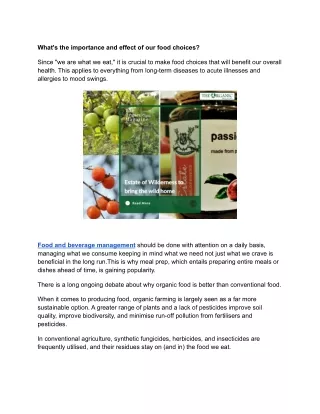 What's the importance and effect of our food choices_