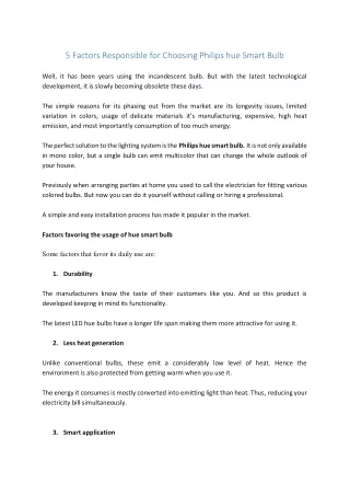 5 factors responsible for choosing philips