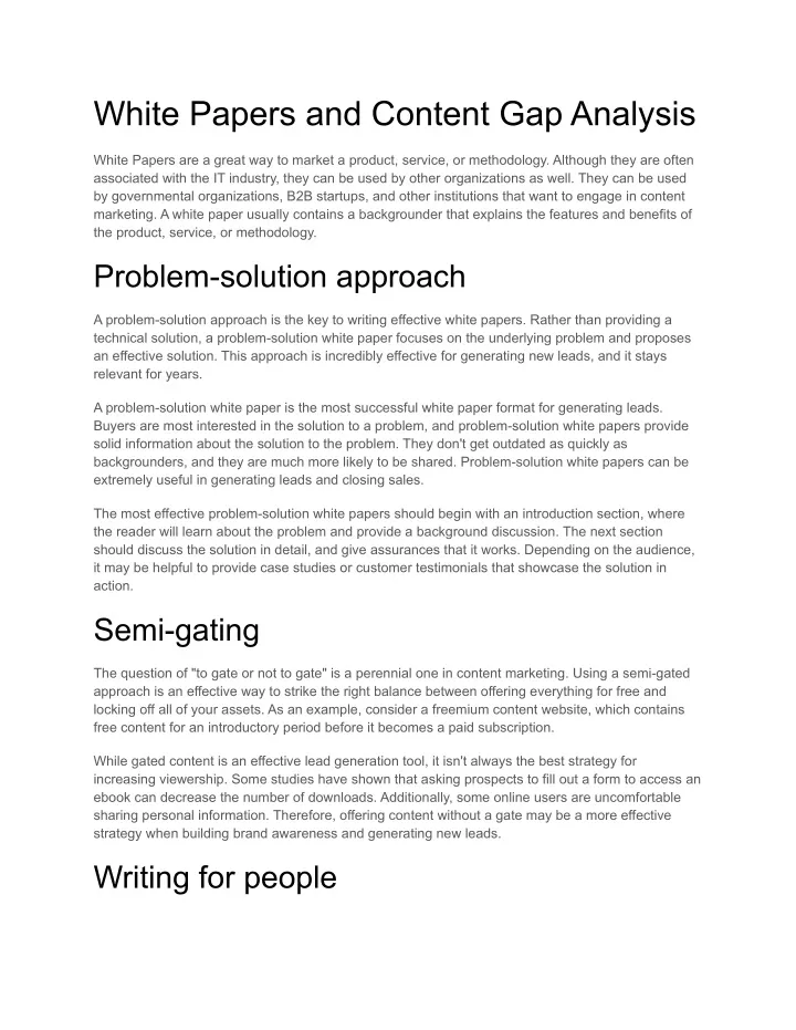 PPT - White Papers and Content Gap Analysis PowerPoint Presentation ...