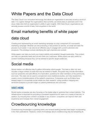 White Papers and the Data Cloud