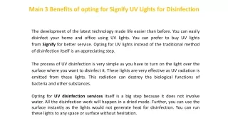 main 3 benefits of opting for signify uv lights