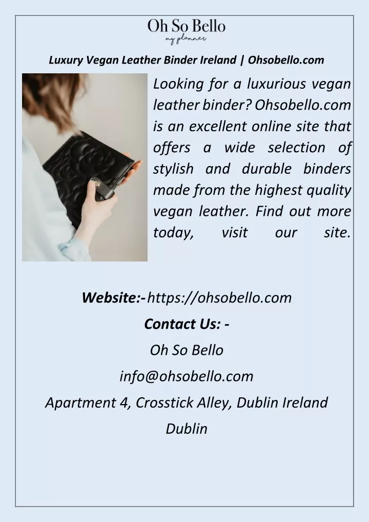 luxury vegan leather binder ireland ohsobello com