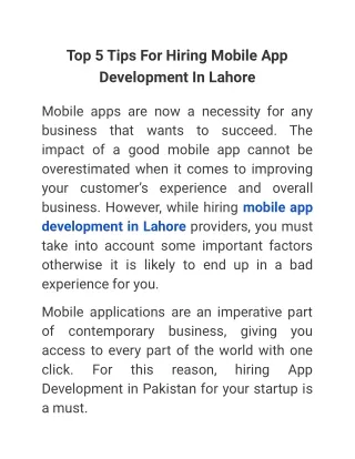 top 5 tips for hiring mobile app development