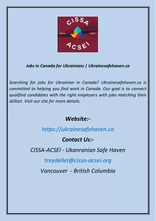 Jobs in Canada for Ukrainians  Ukrainesafehaven.ca