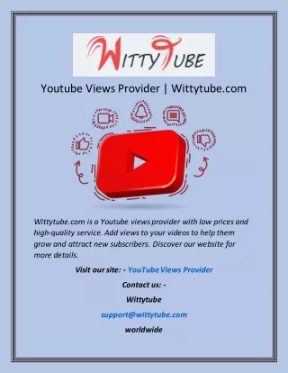 Youtube Views Provider | Wittytube.com