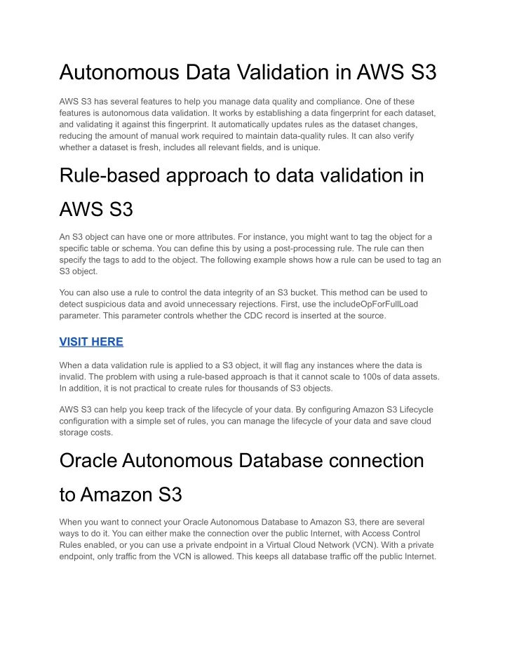 autonomous data validation in aws s3