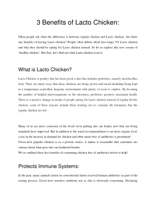 3 Benefits of Lacto Chicken