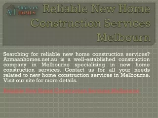 Reliable New Home Construction Services Melbourne | Armaanhomes.net.au