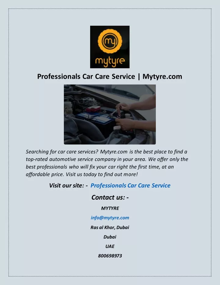 professionals car care service mytyre com