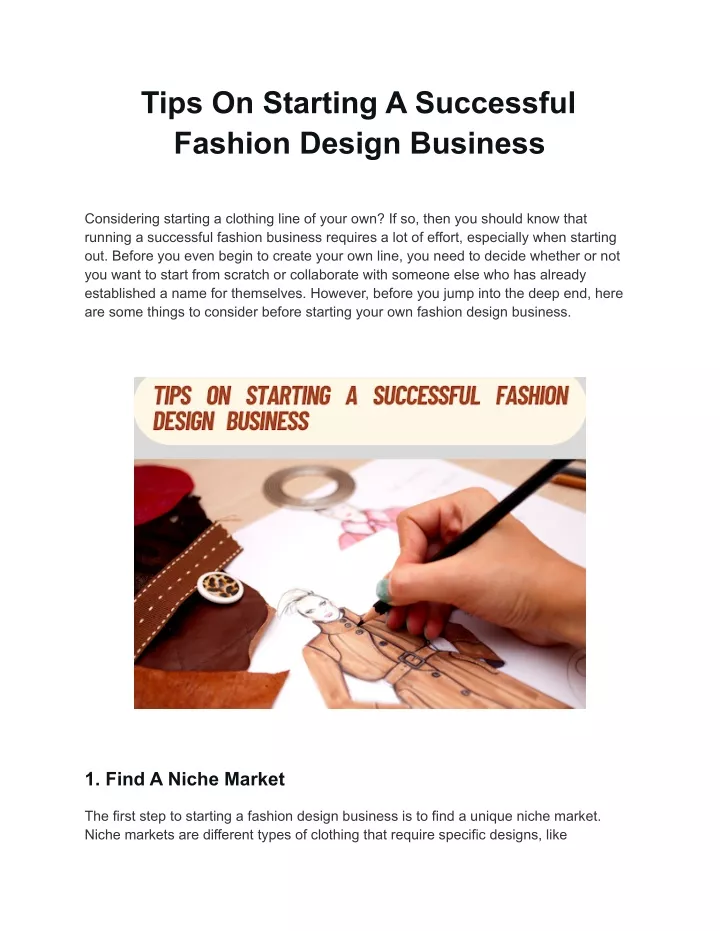 tips on starting a successful fashion design
