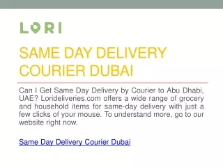 Same Day Delivery Courier Dubai | Lorideliveries.com