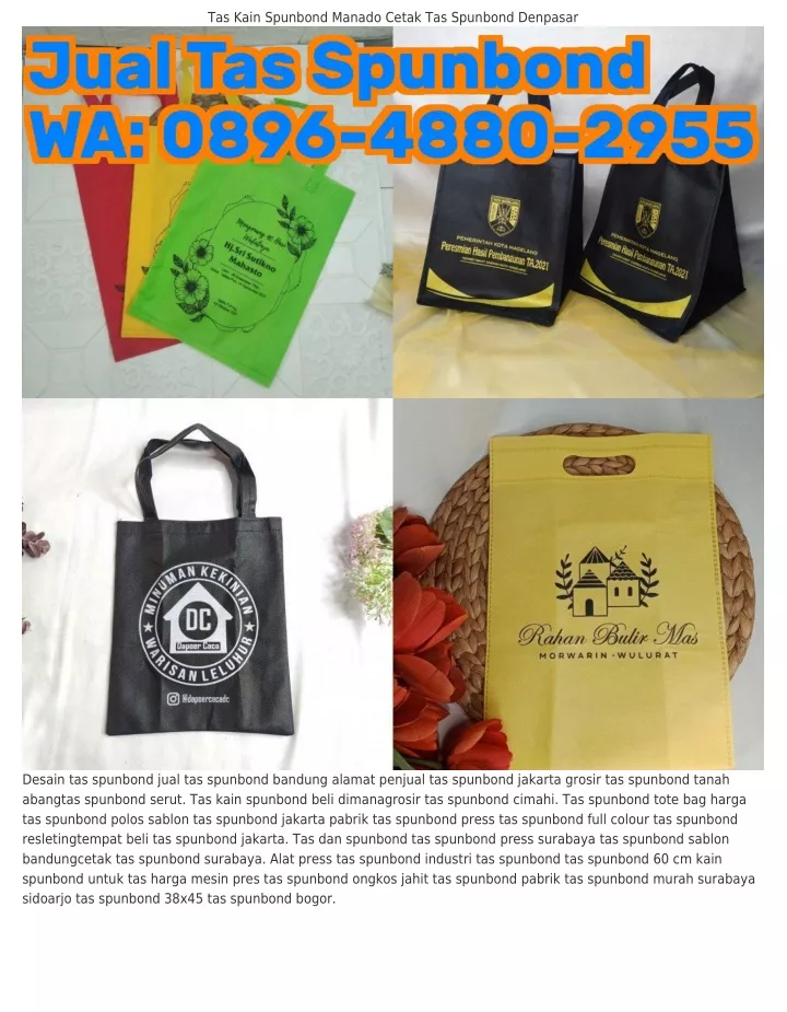 Ppt Ô8ᑫ6 ㄐ88Ô ᒿᑫ55 Wa Toko Tas Spunbond Terdekat Sablon Tas