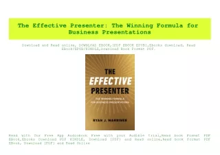 (READ-PDF!) The Effective Presenter The Winning Formula for Business Presentations {read online}