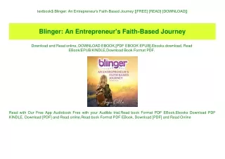 textbook$ Blinger An Entrepreneur's Faith-Based Journey [[FREE] [READ] [DOWNLOAD]]