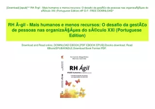 [Download] [epub]^^ RH ÃƒÂgil - Mais humanos e menos recursos O desafio da gestÃƒÂ£o de pessoas nas organizaÃƒÂ§ÃƒÂµes