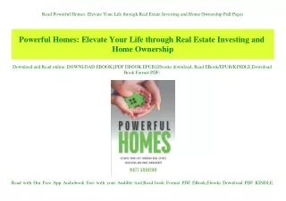 Read Powerful Homes Elevate Your Life through Real Estate Investing and Home Ownership Full Pages