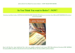 [R.E.A.D] So You Think You want to Retire  NOW READ PDF EBOOK