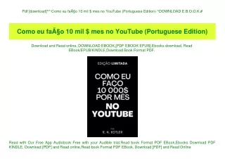 Pdf [download]^^ Como eu faÃƒÂ§o 10 mil $ mes no YouTube (Portuguese Edition) ^DOWNLOAD E.B.O.O.K.#
