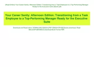 read online your career sanity afternoon edition