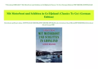 Download EBOoK@ Mit Motorboot und Schlitten in GrÃƒÂ¶nland (Classics To Go) (German Edition) PDF EBOOK DOWNLOAD