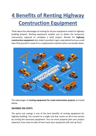 4 Benefits of Renting Highway Construction Equipment