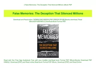 (B.O.O.K.$ False Memories The Deception That Silenced Millions eBook PDF