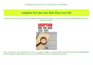 ReadOnline Adoption Was the Case That They Gave Me Full Pages